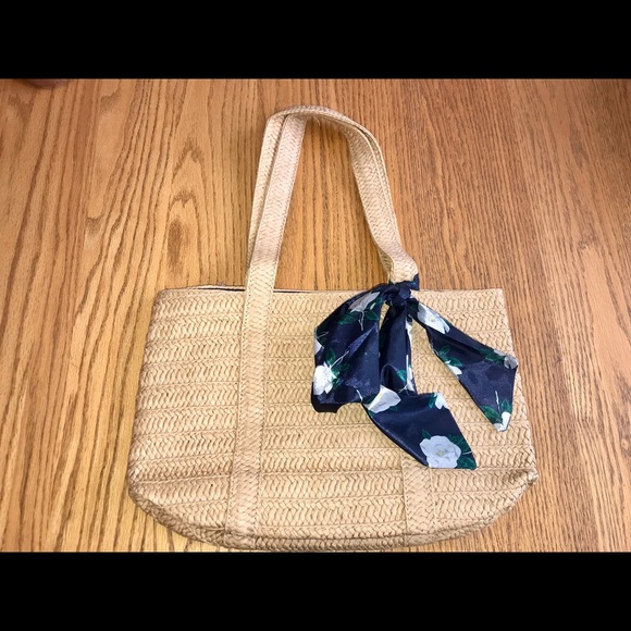 Draper James Handbags - Draper James Straw Bag with Floral Scarf